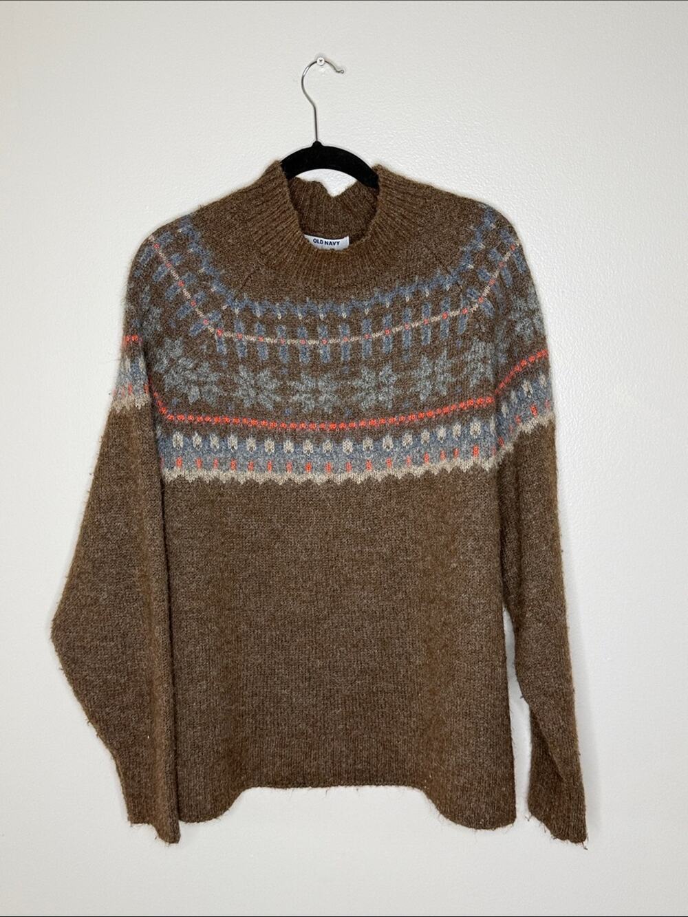 Old Navy Brown Fair Isle Wool-Blend Sweater Size XXL
